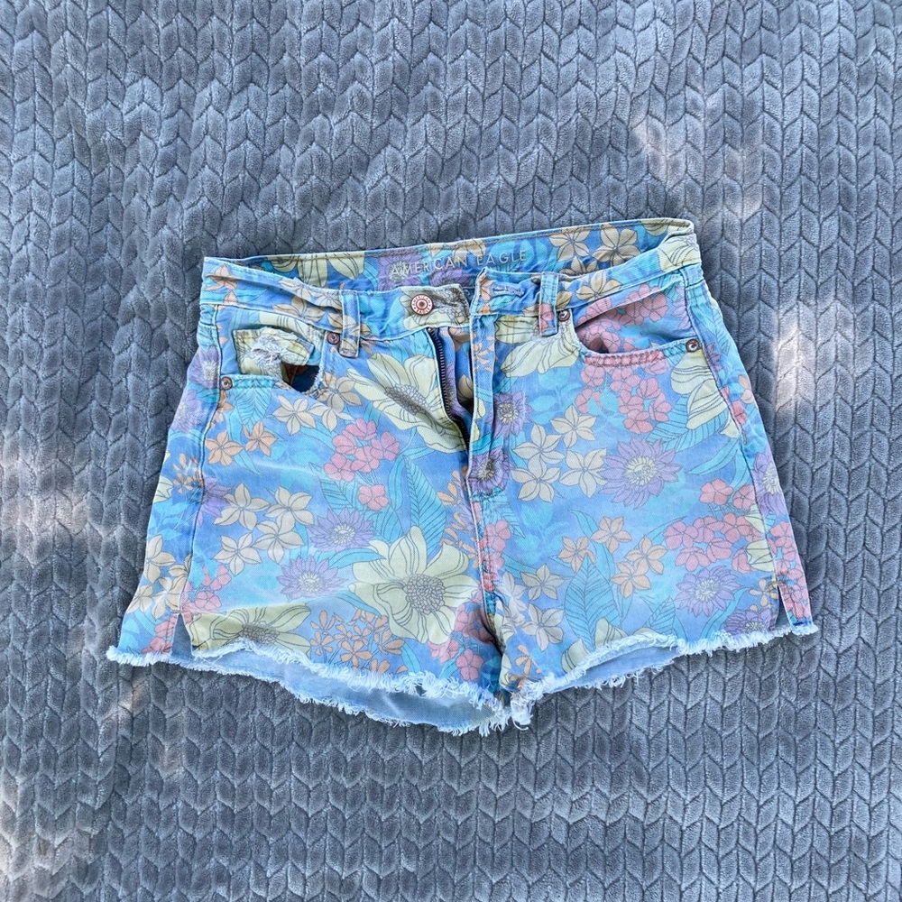 Floral Denim American Eagle Shorts (4)